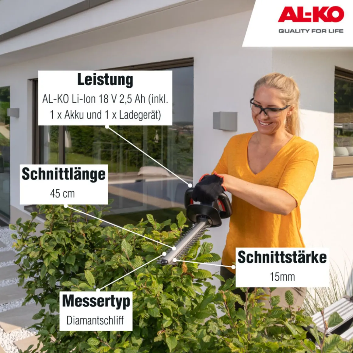 AL-KO Akku-Heckensschere 18 V HT 1845 inkl Akku