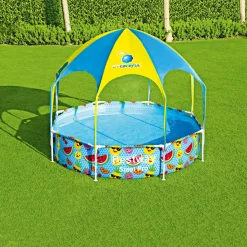 Bestway Stahlwandpool Splash-in-Shade mit Sonnendach 244 x 51 cm bunt