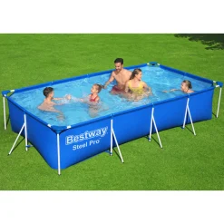 Bestway Steel Pro Frame Pool-Set mit Filterpumpe 400 x 211 x 81 cm blau eckig