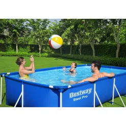 Bestway Steel Pro Frame Pool-Set mit Filterpumpe 400 x 211 x 81 cm blau eckig