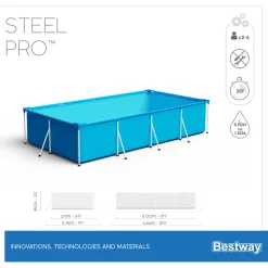 Bestway Steel Pro Frame Pool-Set mit Filterpumpe 400 x 211 x 81 cm blau eckig