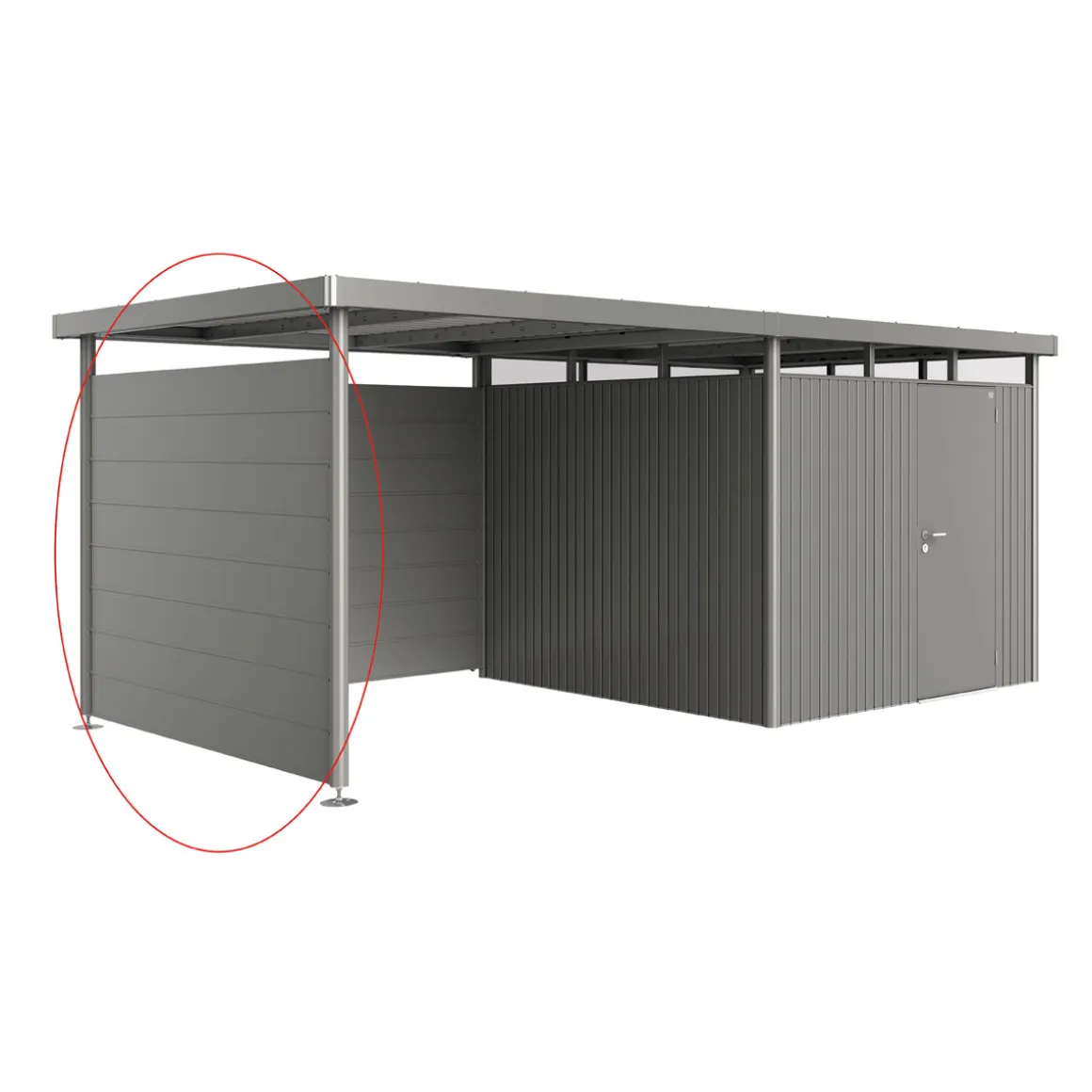 Biohort Seitenwand für Seitendach zu Gerätehaus HighLine H4 quarzgrau-metallic