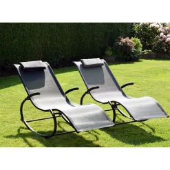 Chillroi Schaukelgartenstuhl grau Gartenliege Liegestuhl Sonnenliege