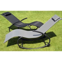Chillroi Schaukelgartenstuhl grau Gartenliege Liegestuhl Sonnenliege