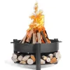 CookKing Feuerschale Montana 80 inkl. Holzlager 88x45cm Schwarz