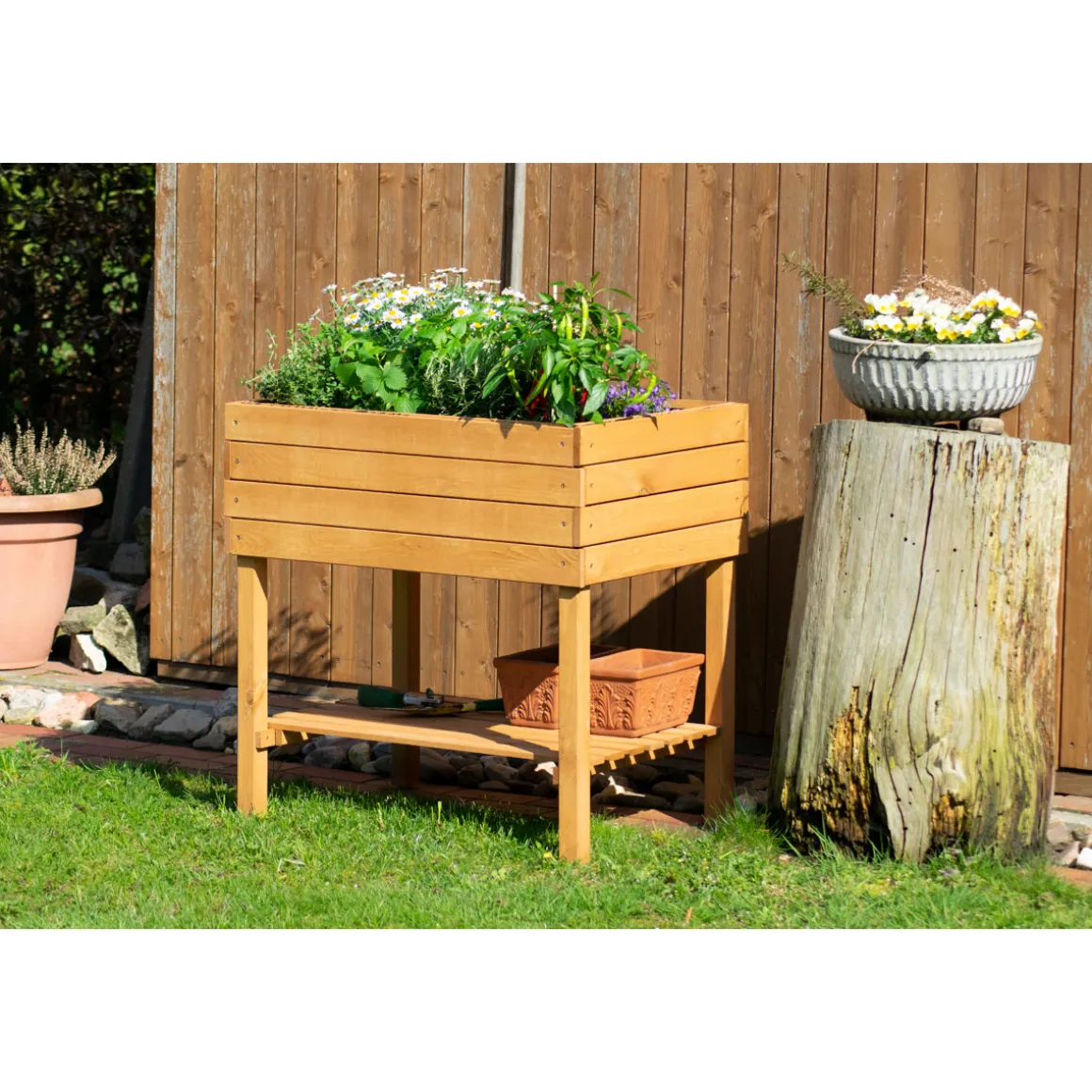 dobar Breites Hochbeet 80 x 80 x 58 cm braun