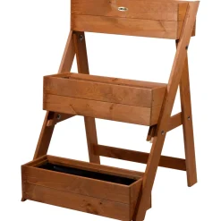 dobar Dreistufige Pflanztreppe 70 x 90 x 60 cm braun