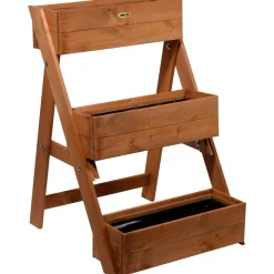 dobar Dreistufige Pflanztreppe 70 x 90 x 60 cm braun