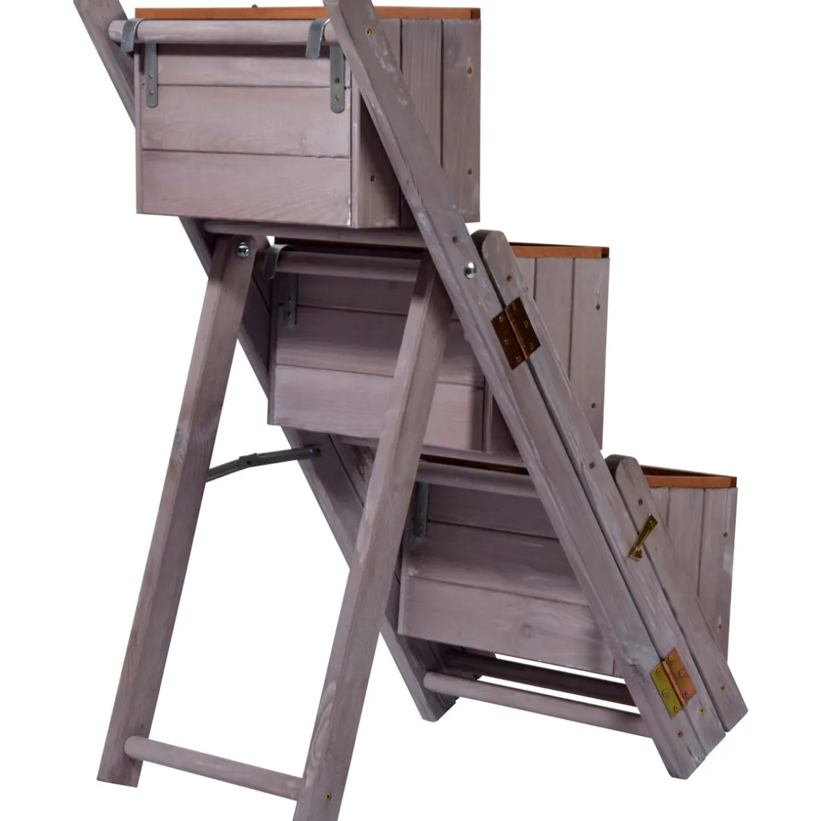 dobar Pflanztreppe ausklappbar 41 x 85 x 55 cm grau Kiefer grau