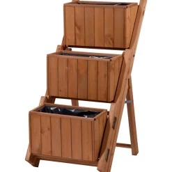 dobar Pflanztreppe ausklappbar 41 x 85 x 55 cm grau Kiefer braun