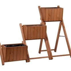 dobar Pflanztreppe ausklappbar 41 x 85 x 55 cm grau Kiefer braun