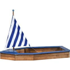 dobar Sandkasten Schiff-Form 180 x 96 x 125 cm blau-weiß gestreift