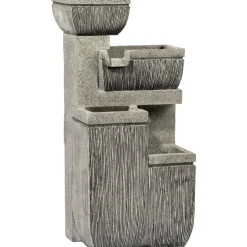 dobar XL Design-Gartenbrunnen mit LEDs 32,3 x 80,3 x 38,7 cm grau