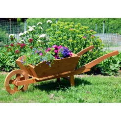 dobar XXL-Pflanzschubkarre 40 x 40 x 130 cm braun