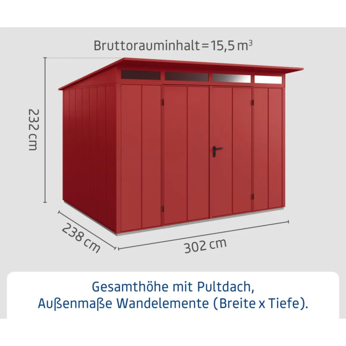 EcoStar Gerätehaus Elegant-PTyp 3RAL3004 2 flg