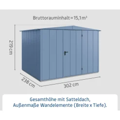 EcoStar Gerätehaus Elegant-STyp 3RAL5014 1 flg