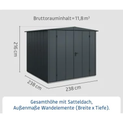 EcoStar Gerätehaus Elegant-STyp 2RAL9007 2 flg