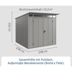 EcoStar Gerätehaus Elegant-PTyp 2RAL9007 2 flg