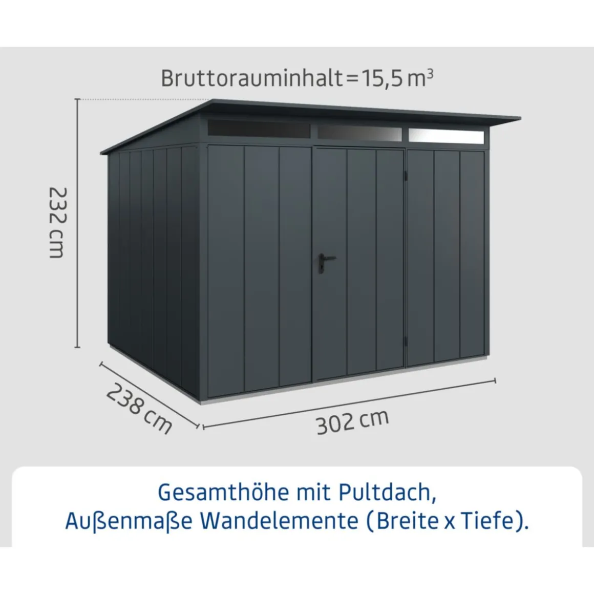 EcoStar Gerätehaus Elegant-PTyp 3RAL7016 1 flg