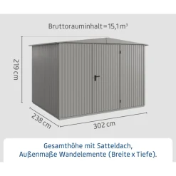 EcoStar Gerätehaus Trend-STyp 3RAL9007 1 flg