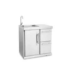 Edelstahl-Erweiterungsmodul mit Spülbecken Tür und 2 Schubladen