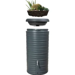 Garantia Regentonne Nordic 2in1 300 Liter graphite grey inkl. Pflanzschale