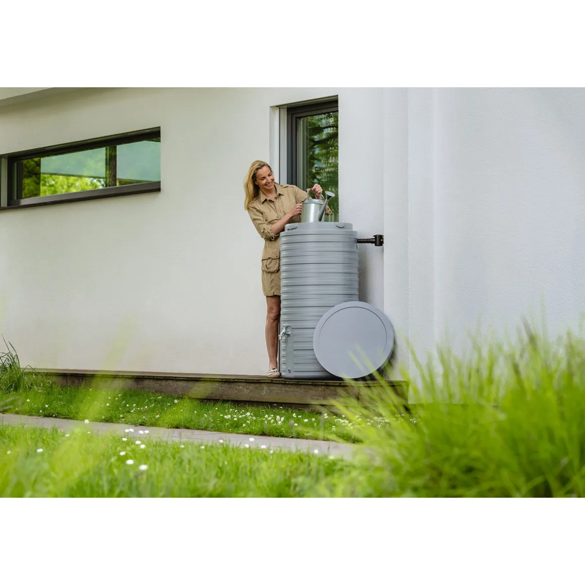 Garantia Regentonne Nordic 2in1 300 Liter steingrau inkl. Deckel