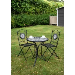 Garden Pleasure Balkonset JALUA, 3.tlg. Steingut/Keramik Mosaik, Stahl.