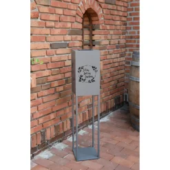 Garden Pleasure Licht-Dekosäule VIVIAN Stahl, grau, pulverbeschichtet