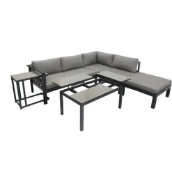 Garden Pleasure Lounge-Eckgruppe MIRANDA, 5-tlg. Alu / Olefin / Nonwood, grau