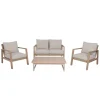 Garden Pleasure Lounge-Set SAN MATEO, 4-teilig, Eukalyptus,Geflecht,Polyester100%