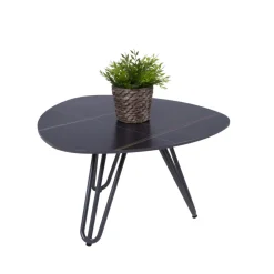 Garden Pleasure Tisch ALINA Aluminium, gesinterter Stein, schwarz