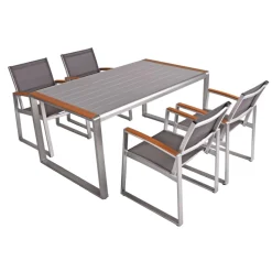 Garden Pleasure Tischgruppe AVA 5-tlg. Aluminium, Nonwood, Kunststoffgewebe