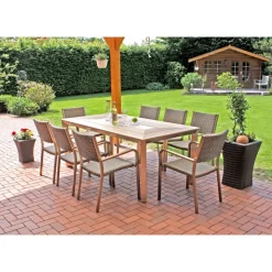 Garden Pleasure Tischgruppe FLORENCE, 9tlg. Aluminium, Nonwood, Kunststoffgefleht