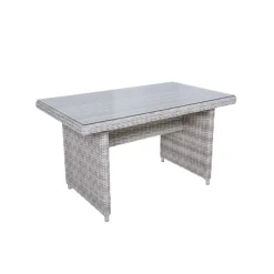 Garden Pleasure Tischgruppe LYON, 6-tlg., grau Alu / Kunststoffgeflecht, halbrund