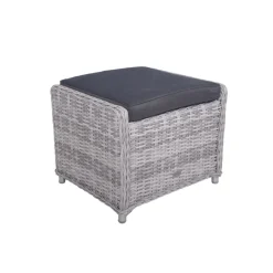 Garden Pleasure Tischgruppe LYON, 6-tlg., grau Alu / Kunststoffgeflecht, halbrund