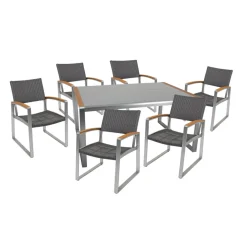 Garden Pleasure Tischgruppe AVA 7-tlg. Aluminium, Nonwood, Kunststoffgewebe