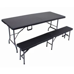 Garden Pleasure Tisch-Set VENTANA, 3-teilig Stahl / Kunststoff HDPE, schwarz