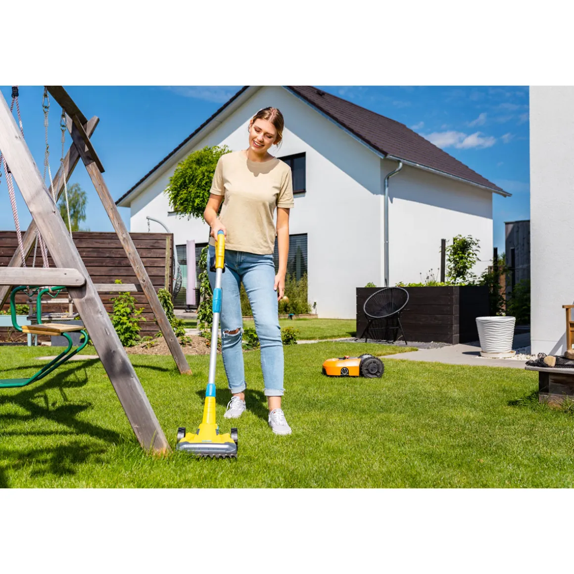 Gloria Akku Rasen-und Kantenschneider FineCut 18V Set 25 cm Schnittbreite Einstellbarer Holmwinkel inkl Akku