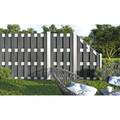 Hartmann Zaun Grundelement WPC/Alu 180x180 cm anthrazit / silber