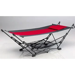Haveson Hängematte Pack-n-Go faltbar 234 x 122 x 10 cm grau/rot