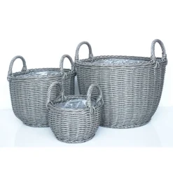 Haveson Pflanzkorb Salix M Durchmesser 31 x 32 cm dunklegrau