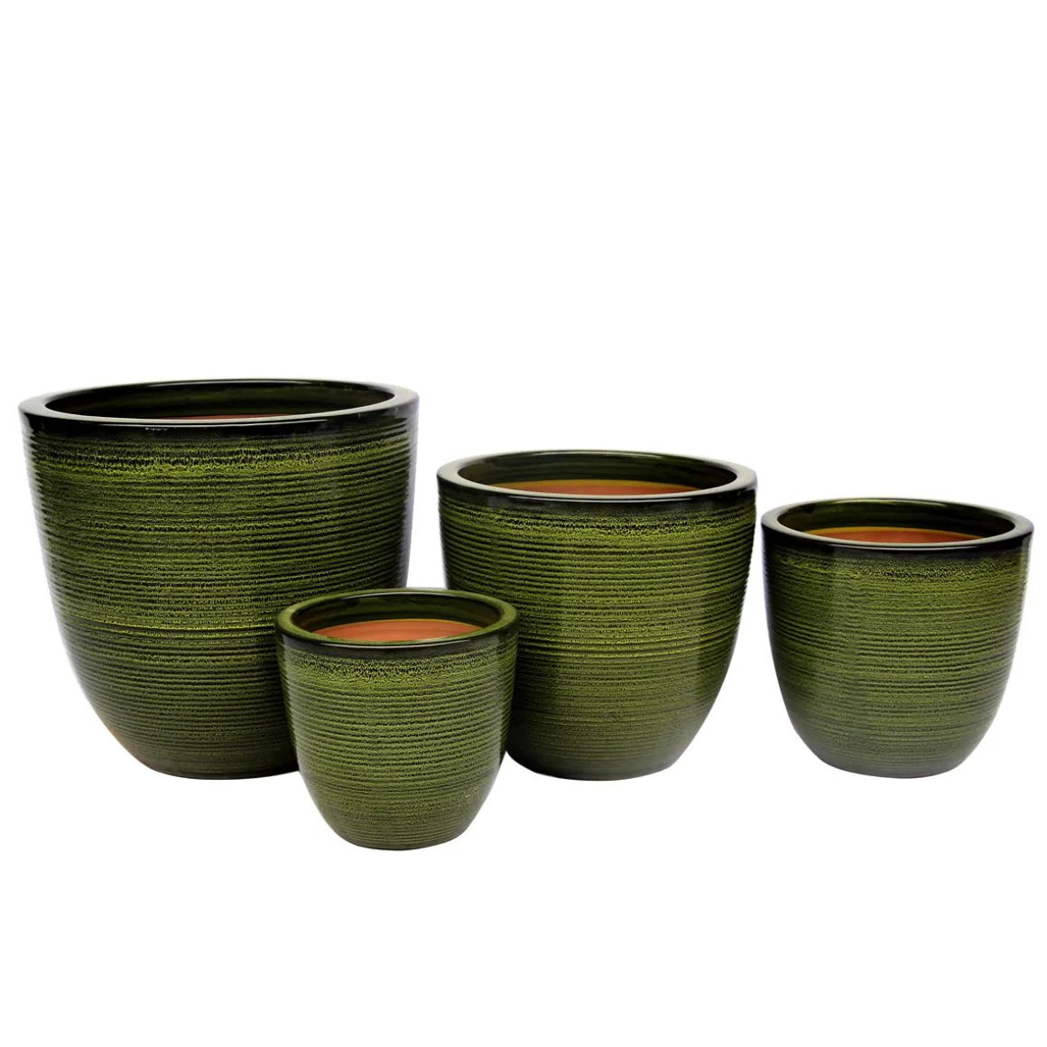 Haveson Pflanztopf Feine Rille grün glasiert Durchmesser 22 x 22 cm