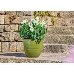 Haveson Pflanztopf Feine Rille grün Durchmesser 28 x 27 cm