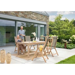 Haveson Stapelsessel Mykonos Akazienholz 58 x 84 x 58 cm hellgrau