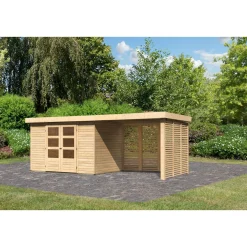 Karibu BBH Askola 4 Set mit Anbaudach naturbelassen