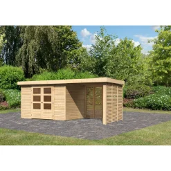 Karibu BBH Askola 4 Set mit Anbaudach naturbelassen