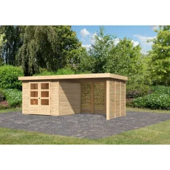 Karibu BBH Askola Set mit Anbaudach naturbelassen