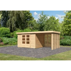 Karibu BBH Askola 5 Set mit Anbaudach naturbelassen