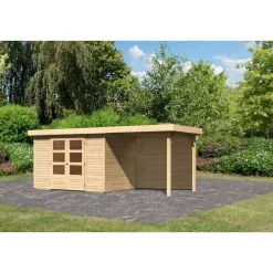 Karibu BBH Askola 4 Set mit Anbaudach naturbelassen